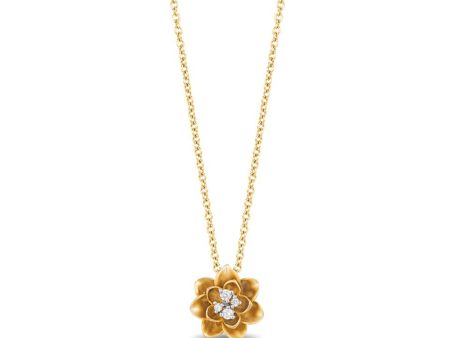 Enchanted Disney Fine Jewelry 10K Yellow Gold 1 20 CTTW Diamond Tiana Water Lily Pendant Necklace Supply