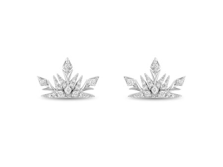 Enchanted Disney Fine Jewelry Sterling Silver with 1 5 CTTW Diamonds Frozen 2 Elsa Snowflake Stud Earrings Online now