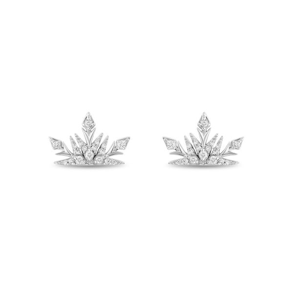 Enchanted Disney Fine Jewelry Sterling Silver with 1 5 CTTW Diamonds Frozen 2 Elsa Snowflake Stud Earrings Online now