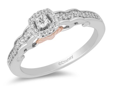 Enchanted Disney Fine Jewelry 10K White Gold and Rose Gold with 1 4 CTTW Diamond Ariel Engagement Ring Discount