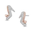 Enchanted Disney Fine Jewelry Sterling Silver and 10K Rose Gold with 1 10 CTTW Diamond Cinderella Slipper Earrings on Sale