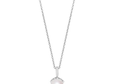 Enchanted Disney Fine Jewelry Sterling Silver with 1 10 CTTW Diamond and Pearl Ariel Pendant Necklace Discount