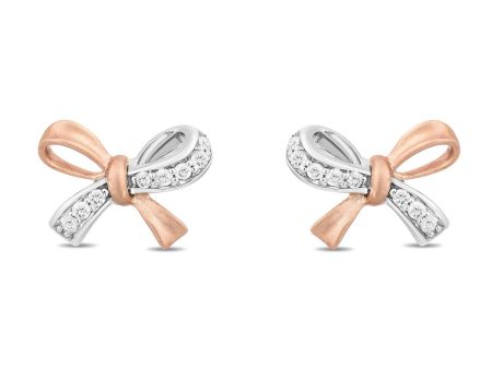 Enchanted Disney Fine Jewelry 10K White Gold And Rose Gold with 1 10 CTTW Natural White Round Diamond Snow White Stud Earring Online now