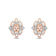 Enchanted Disney Fine Jewelry Sterling Silver and 10K Rose Gold with 1 6 CTTW Diamond and Morganite Aurora Stud Earrings Online Hot Sale