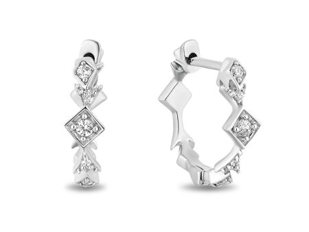 Enchanted Disney Fine Jewelry Sterling Silver with 1 10 CTTW Diamond Elsa Huggie Earrings Online