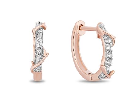 Enchanted Disney Fine Jewelry 10K Rose Gold with 1 10 CTTW Diamond Maleficent Huggie Earrings Discount