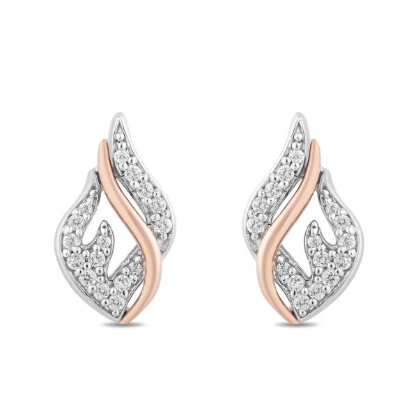 Enchanted Disney Fine Jewelry Sterling silver and 10K Rose Gold with 1 6 CTTW Diamond Maleficent Flames Earrings Online Hot Sale