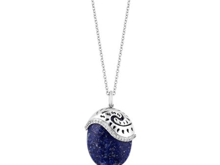 Enchanted Disney Fine Jewelry Sterling Silver with 1 20 CTTW Diamond and Lapis Moana Pendant Necklace Online now