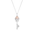 Enchanted Disney Fine Jewelry 14K Rose Gold Over Sterling Silver with 1 10 CTTW Diamond Ariel Shell Key Pendant Necklace For Cheap