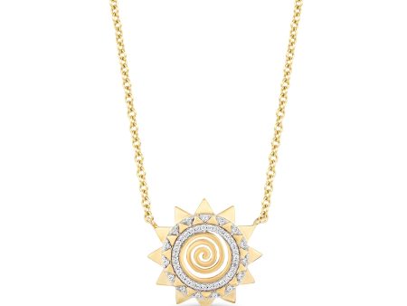 Enchanted Disney Fine Jewelry 14K Yellow Gold over Sterling Silver with 1 10 CTTW Diamond Moana Sun Pendant Necklace Fashion