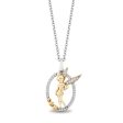 Enchanted Disney Fine Jewelry 14K Yellow Gold Over Sterling Silver with 1 10 CTTW Diamond Tinker Bell Pendant Necklace Discount