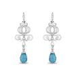 Enchanted Disney Fine Jewelry Sterling Silver with 1 10 CTTW Diamond and London Blue Topaz Briolette Cinderella Dangle Earrings Fashion