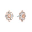 Enchanted Disney Fine Jewelry Sterling Silver and 10K Rose Gold with 1 6 CTTW Diamond and Morganite Aurora Stud Earrings Online Hot Sale