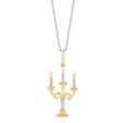 Enchanted Disney Fine Jewelry 10K Yellow Gold and Sterling Silver Chain with 1 20 CTTW Diamonds Belle 30th Lumiere Pendant Necklace Fashion