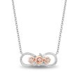 Enchanted Disney Fine Jewelry 10K Rose Gold and Sterling Silver With 1 6 CTTW Diamond Belle Dozen Roses  Necklace Online Hot Sale