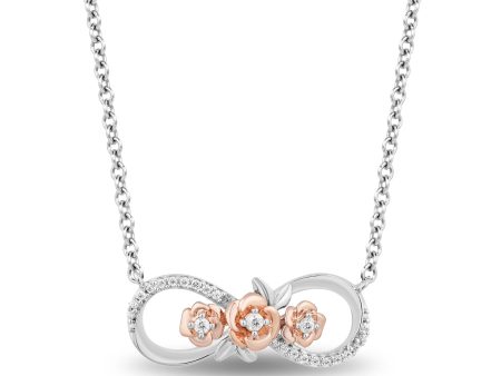 Enchanted Disney Fine Jewelry 10K Rose Gold and Sterling Silver With 1 6 CTTW Diamond Belle Dozen Roses  Necklace Online Hot Sale