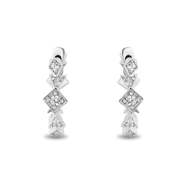 Enchanted Disney Fine Jewelry Sterling Silver with 1 10 CTTW Diamond Elsa Huggie Earrings Online