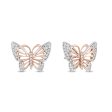 Enchanted Disney Fine Jewelry Sterling Silver and 10K Rose Gold 1 10 CTTW Natural White Round Diamond Mulan Butterfly Earrings Hot on Sale