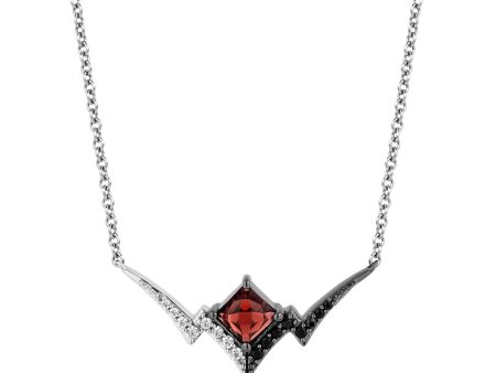 Enchanted Disney Fine Jewelry The de Vil is in the Details Sterling Silver and Black Rhodium 1 5 CTTW Diamond and Garnet Disney Cruella Live Action Necklace on Sale