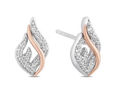 Enchanted Disney Fine Jewelry Sterling silver and 10K Rose Gold with 1 6 CTTW Diamond Maleficent Flames Earrings Online Hot Sale