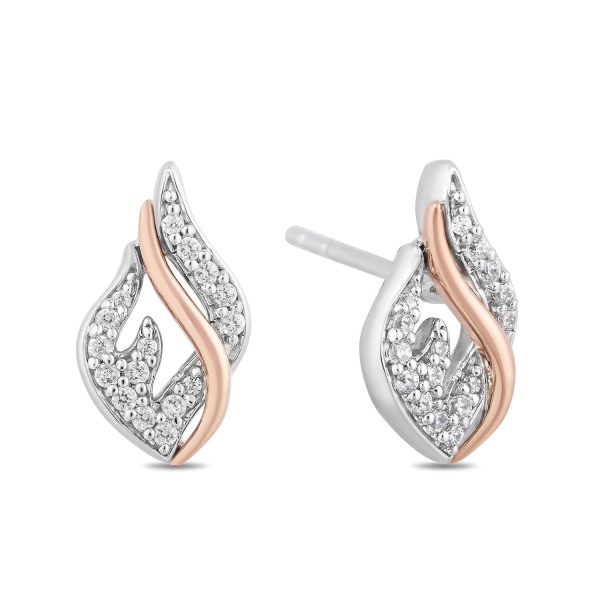 Enchanted Disney Fine Jewelry Sterling silver and 10K Rose Gold with 1 6 CTTW Diamond Maleficent Flames Earrings Online Hot Sale