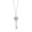 Enchanted Disney Fine Jewelry 14K Yellow Gold over Sterling Silver with 1 20 CTTW Diamond and Swiss Blue Topaz Jasmine Pendant Necklace Online Sale