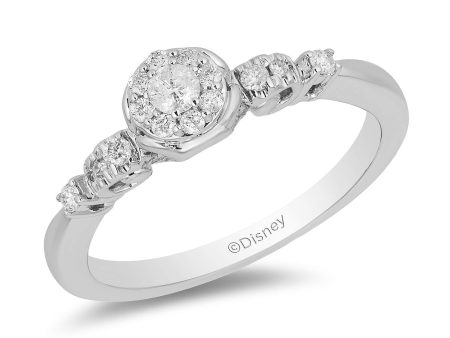 Enchanted Disney Fine Jewelry 10K White Gold with 1 4 CTTW Cinderella Engagement Ring Online