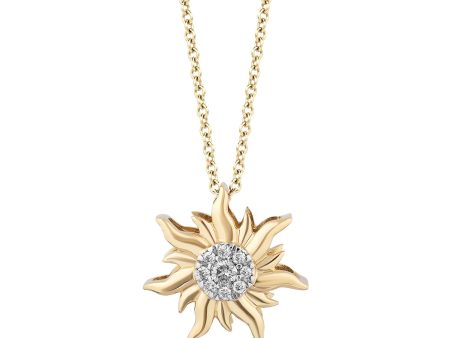 Enchanted Disney Fine Jewelry 14k Yellow Gold 1 10 CTTW Rapunzel Sun Pendant Necklace For Cheap