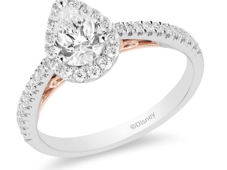 Enchanted Disney Fine Jewelry 14K White Gold and Rose Gold With 3 4 CTTW Diamond Rapunzel Engagement Ring Sale