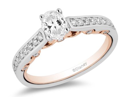 Enchanted Disney Fine Jewelry 14K White Gold and Rose Gold With 3 4 CTTW Diamond Snow White Engagement Ring Sale