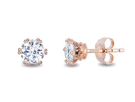 Enchanted Disney Fine Jewelry 14K Rose Gold with 1 3 CTTW Diamond Majestic Princess Solitaire Earrings Sale