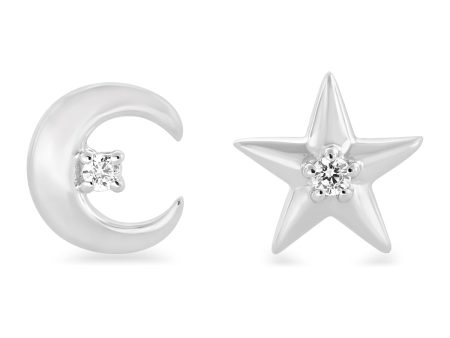 Enchanted Disney Fine Jewelry Sterling Silver with 1 20 CTTW Diamonds Jasmine Star and Moon Earrings Online