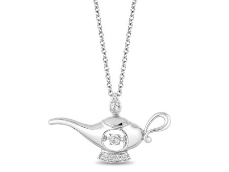 Enchanted Disney Fine Jewelry Sterling Silver 1 20 CTTW Jasmine Lamp Pendant Necklace Discount