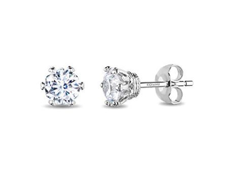 Enchanted Disney Fine Jewelry 14K White Gold with 1 3 CTTW Diamond Majestic Princess Solitaire Earrings Cheap