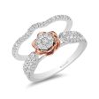 Enchanted Disney Fine Jewelry 14K White Gold and Rose Gold with 3 4 CTTW Belle Rose Bridal Set Online