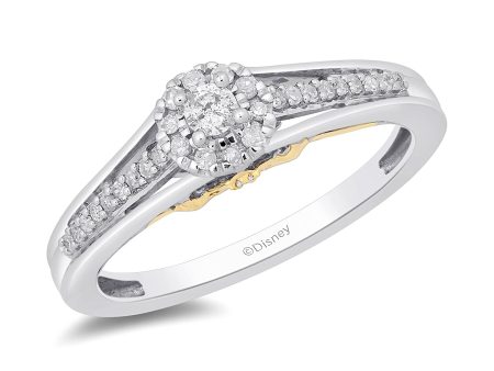 Enchanted Disney Fine Jewelry 10k White Gold and Yellow Gold with 1 5 CTTW Tinker Bell Promise Ring on Sale