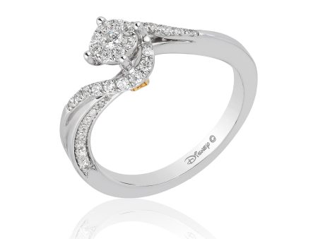 Enchanted Disney Fine Jewelry 10K White Gold and Yellow Gold with 1 3 CTTW Diamond Tinker Bell Engagement Ring Online Hot Sale