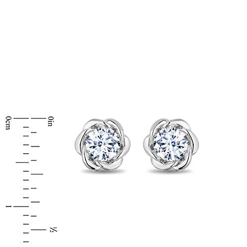 Enchanted Disney Fine Jewelry 14K White Gold with 1 3 CTTW Diamond Belle Solitaire Earrings Online now