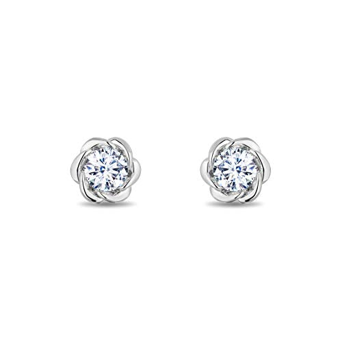 Enchanted Disney Fine Jewelry 14K White Gold with 1 3 CTTW Diamond Belle Solitaire Earrings Online now