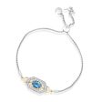 Enchanted Disney Fine Jewelry Sterling Silver and 10K Yellow Gold 1 5 CTTW Diamond and Swiss Blue Topaz Jasmine Bracelet Online Hot Sale