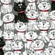 Cats Kitten Gray White Black Animals Fabric by the yard Hot on Sale