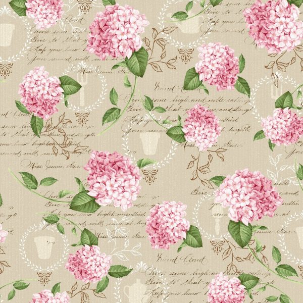 Pink Lady Floral Hortensia Fabric by the yard Online Hot Sale