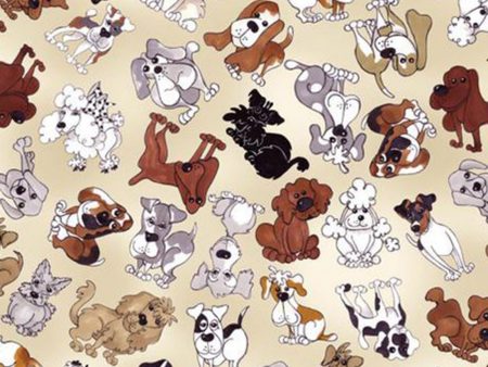 Tossed Doggies Bone Puppy Dogs Animals Fabric by the yard Fashion