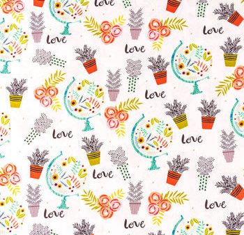 Botanical Allover Floral Flowers Fabric by the yard Cheap