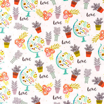 Botanical Allover Floral Flowers Fabric by the yard Cheap