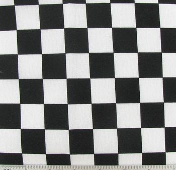 Check Plaid Gingham 1 inch Black White Fabric by the yard on Sale