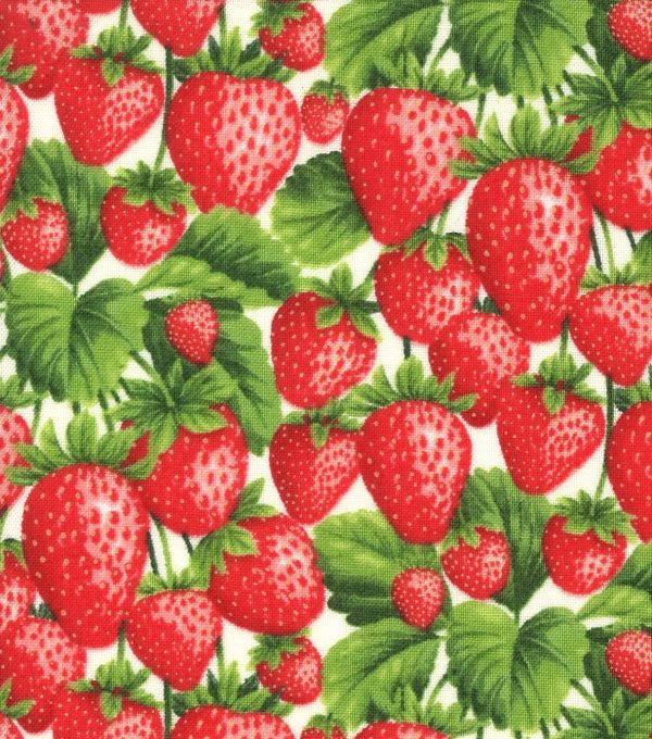 Picked Strawberries Floral Berry Fabric by the yard Hot on Sale