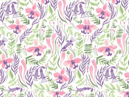 Green Purple Floral Flowers Fabric by the yard Hot on Sale