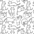 Meow Felines Cats Kitten Gray White Black Animals Fabric by the yard For Sale