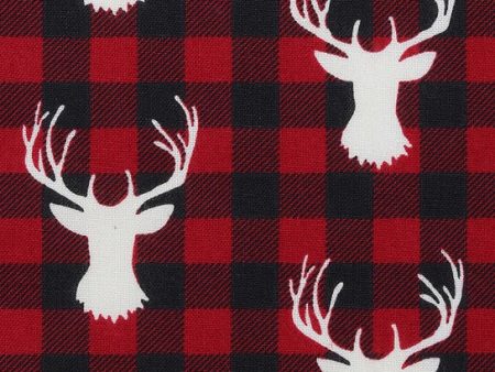 Deer Reindeer Buck Woodland Buffalo Check Plaid Fabric by the yard For Discount